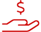 A red dollar sign on top of a green background.